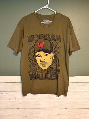 Morgan Wallen Official Merchandise Shirt Large Concert Band Tee Olive Brown